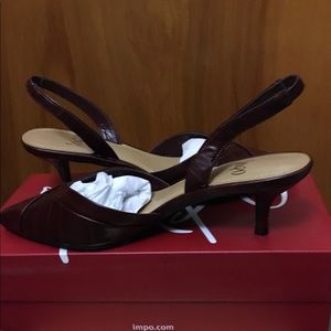 Dressy Red Slide-Ons w/ Straps